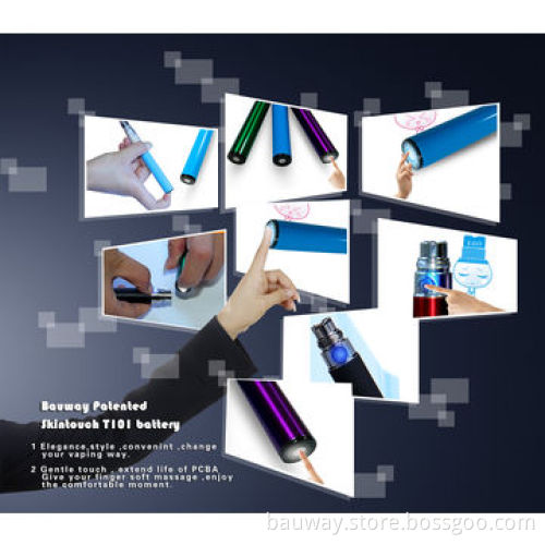 Electronic cigarette ego patented iTouch battery, work by skin touching, no button, 7 colors